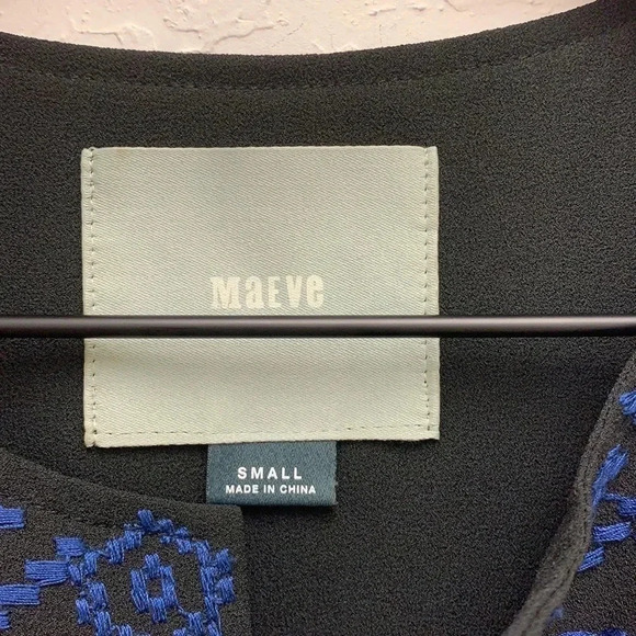 Anthropologie Maeve Sisa Babydoll Tank Black/Blue Size Small - Picture 7 of 9